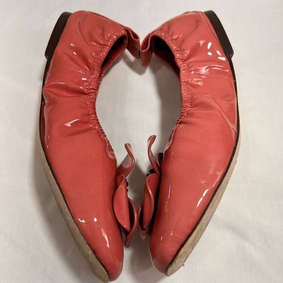 Tory Burch Pink Flower Ballet Flats Size 9 1/2 Patent Leather - Picture 4 of 11